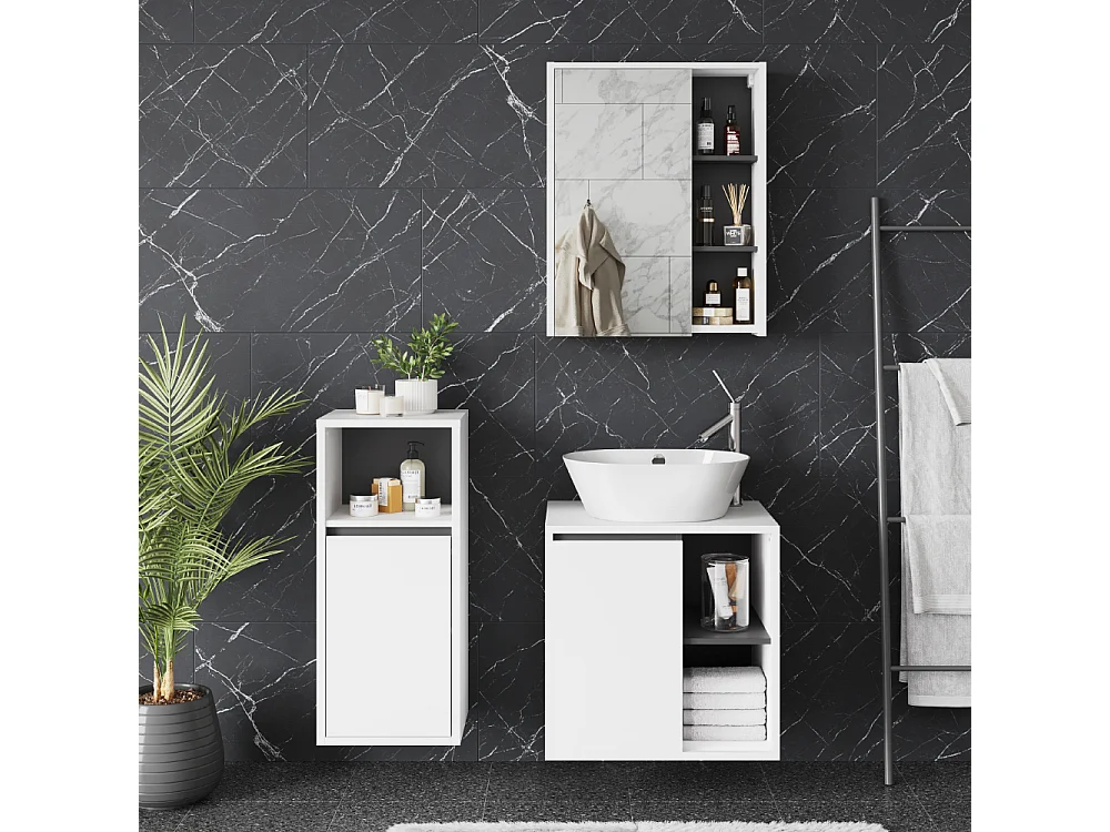 Set di mobili da bagno bianco/grigio 60x45.5x60 viola