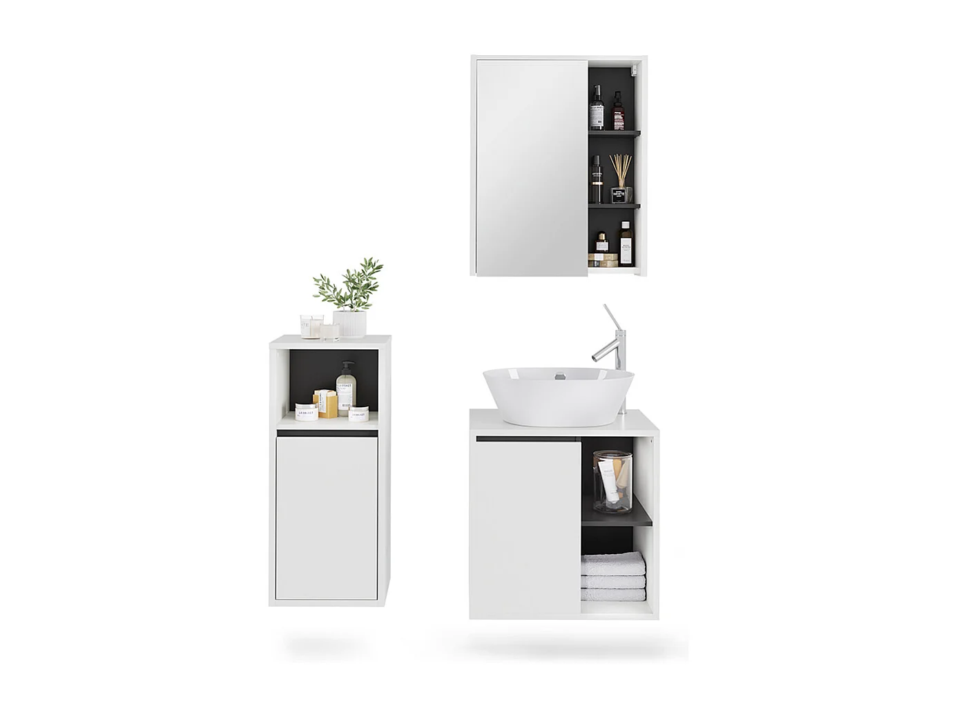 Set di mobili da bagno bianco/grigio 60x45.5x60 viola