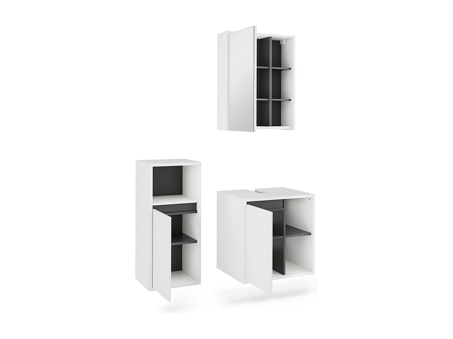 Set di mobili da bagno bianco/grigio 60x45.5x60 viola