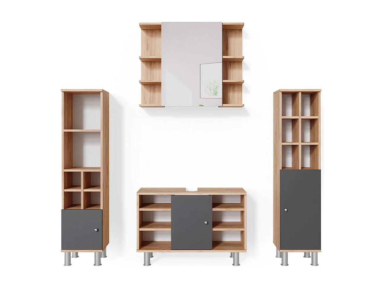 Badkamermeubel set krachtige eik goud 60x32x54 fynn