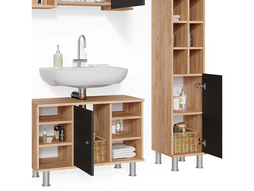 Badkamermeubel set krachtige eik goud 60x32x54 fynn