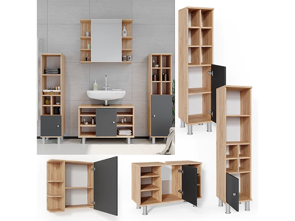 Meubles bain chêne de force doré 60x32x54 fynn