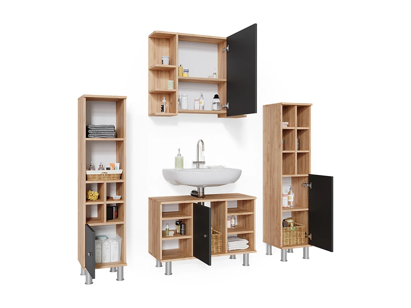 Meubles bain chêne de force doré 60x32x54 fynn