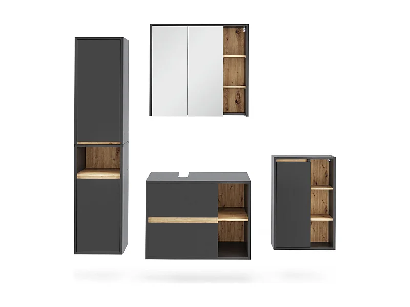 Badmöbel-Set grau/artisan 80x46x60 viola