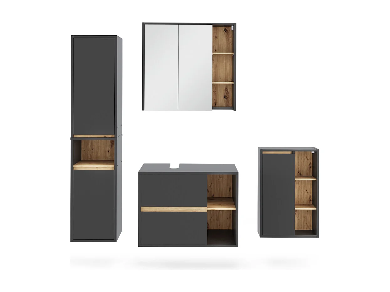 Set di mobili da bagno grigio/artisan 80x46x60 viola