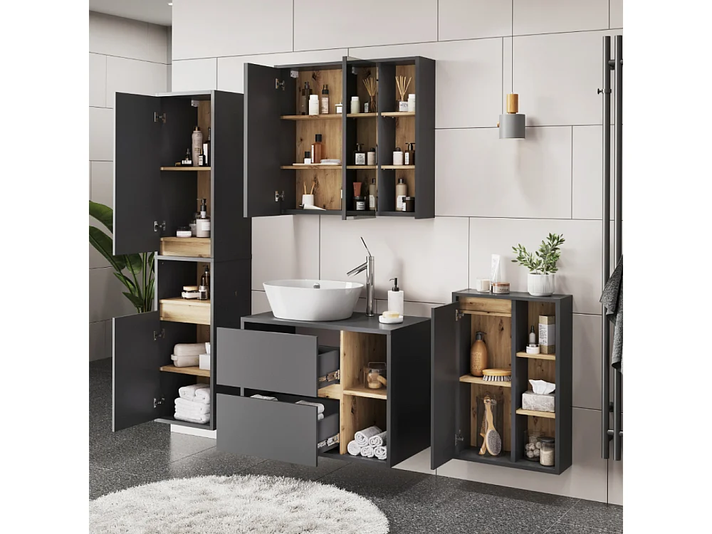 Ensemble de meubles de salle de bain gris/artisan 80x46x60 viola