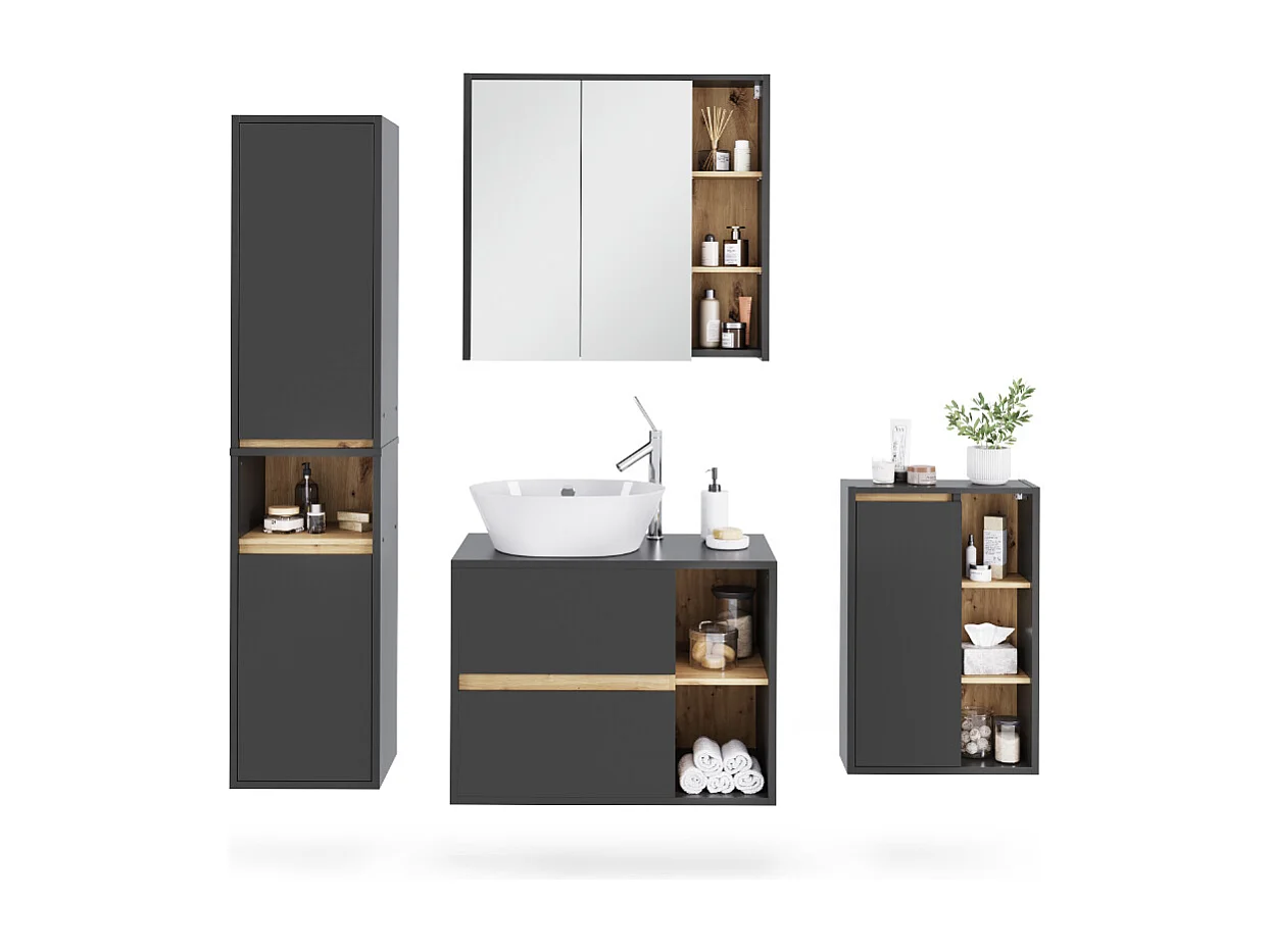 Ensemble de meubles de salle de bain gris/artisan 80x46x60 viola