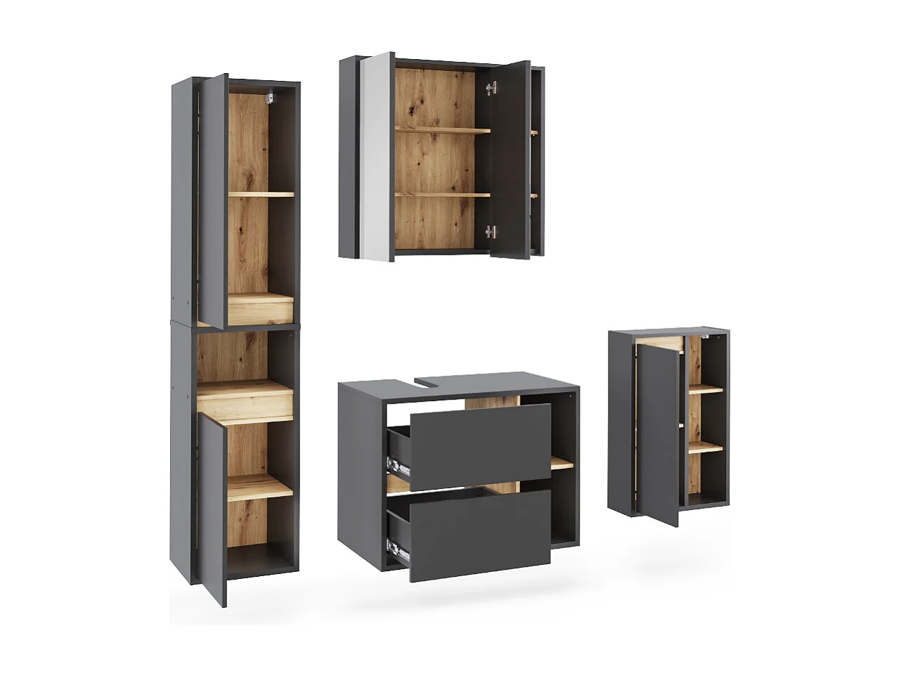 Ensemble de meubles de salle de bain gris/artisan 80x46x60 viola