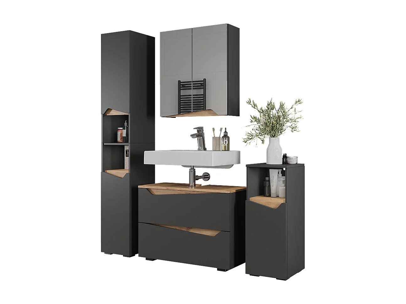 Meubles bain anthracite 80x35x57.5 marelle