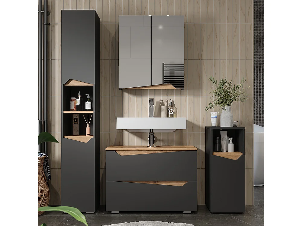 Meubles bain anthracite 80x35x57.5 marelle