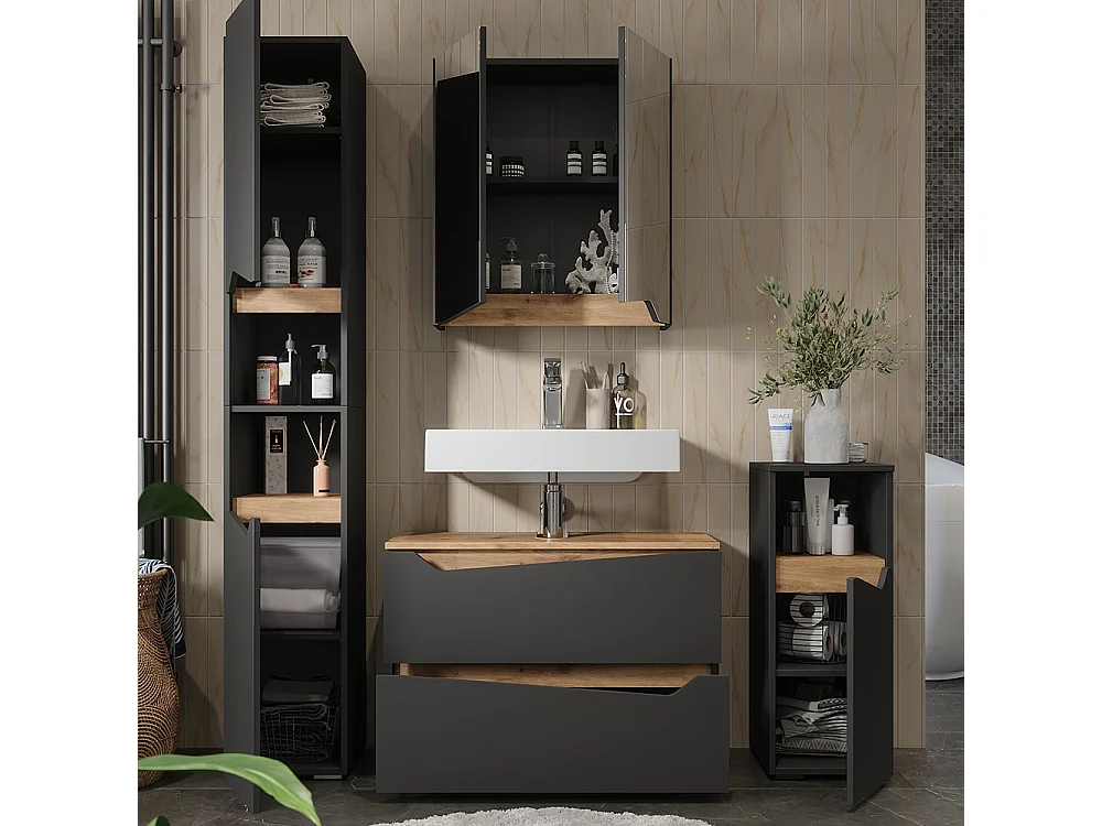 Meubles bain anthracite 80x35x57.5 marelle