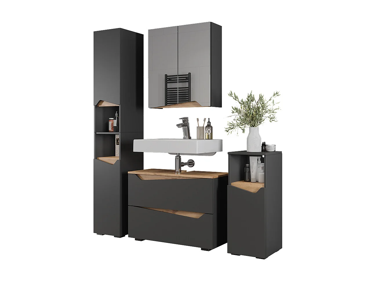 Meubles bain anthracite 80x35x57.5 marelle