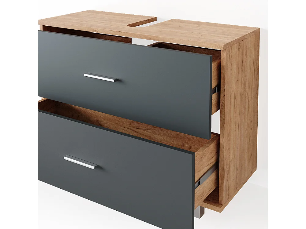 Set mobili bagno antracite/quercia dorata 80x33x60 ilias