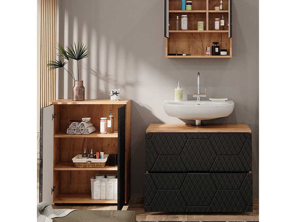 Meubles bain anthracite avec structure en nid dabeille 80x41x58 irma