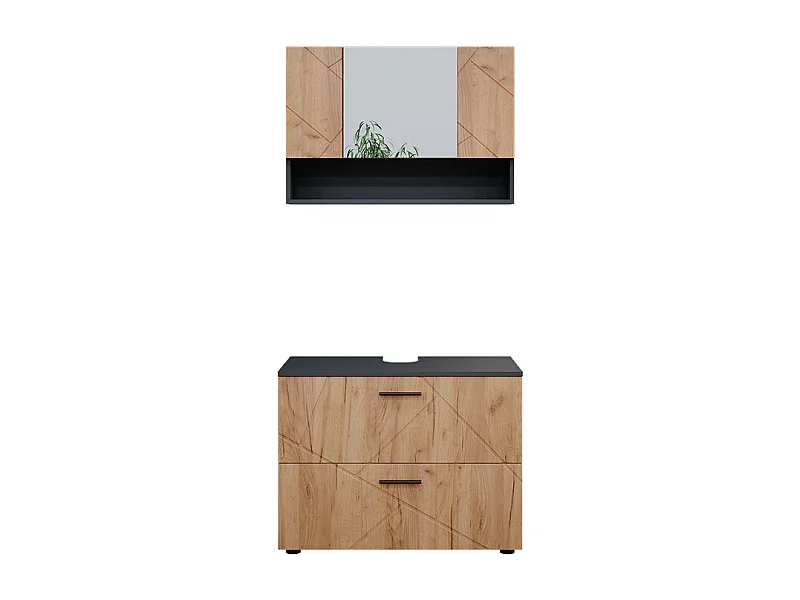 Set mobili bagno quercia dorata/antracite 80x41x58.6 irma