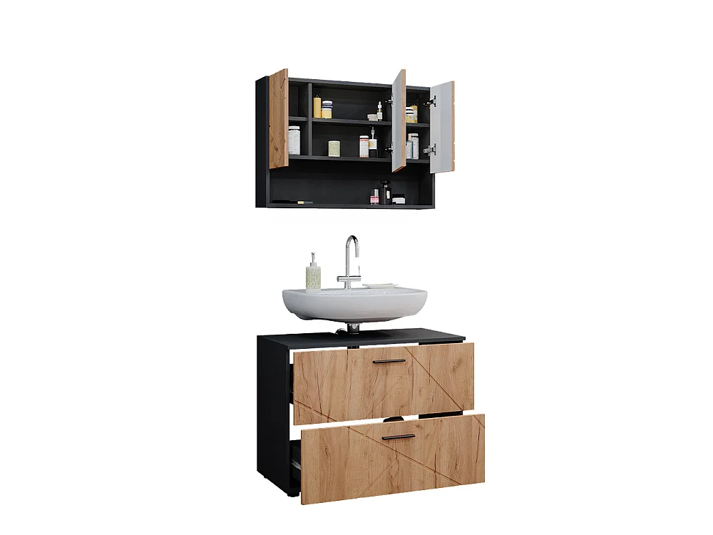 Set mobili bagno Rovere dorato/antracite 80x41x58.6 irma