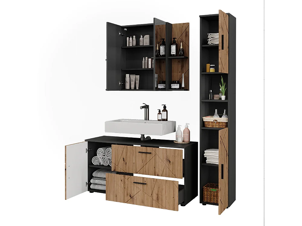 Ensemble de meubles de salle de bains anthracite/artisan 120.1x41x60.6 irma