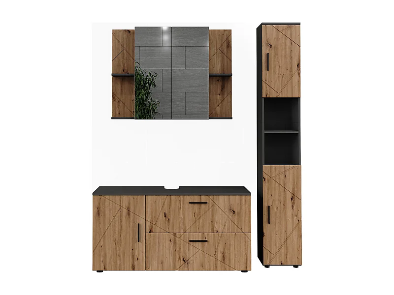 Ensemble de meubles de salle de bains anthracite/artisan 120.1x41x60.6 irma