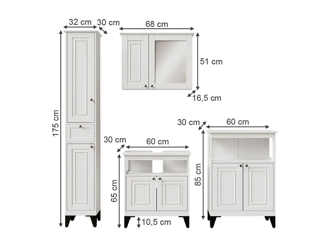 Ensemble de meubles de salle de bains blanc 60x30x65 vanity
