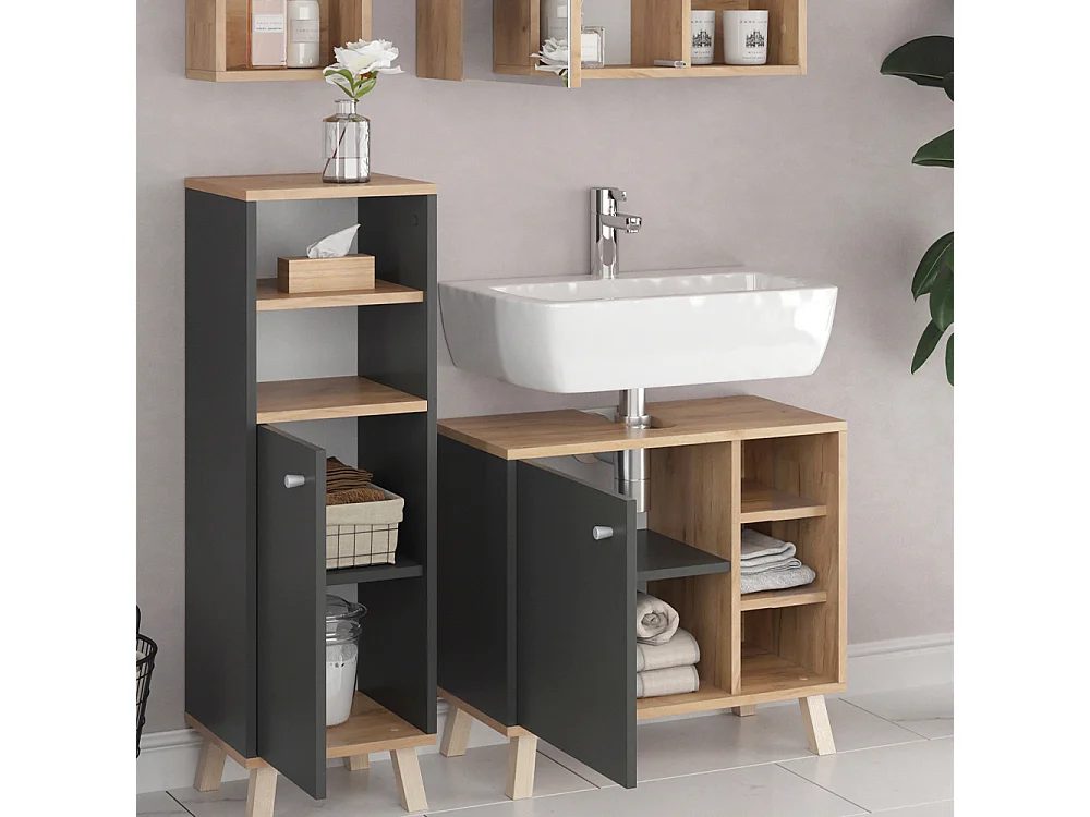 Meubles bain anthracite 62x32x54 senyo