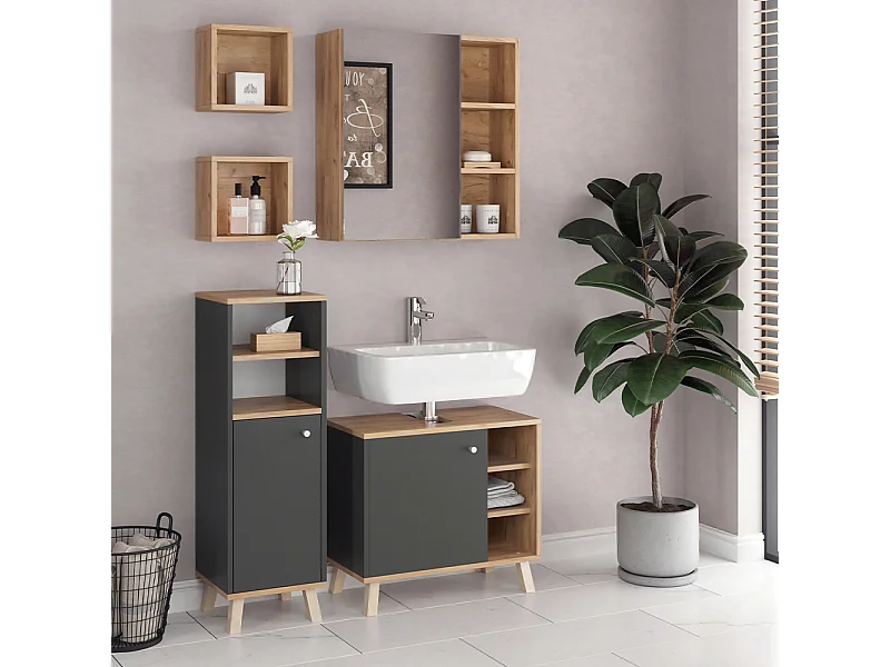 Badkamermeubel set antraciet 62x32x54 senyo