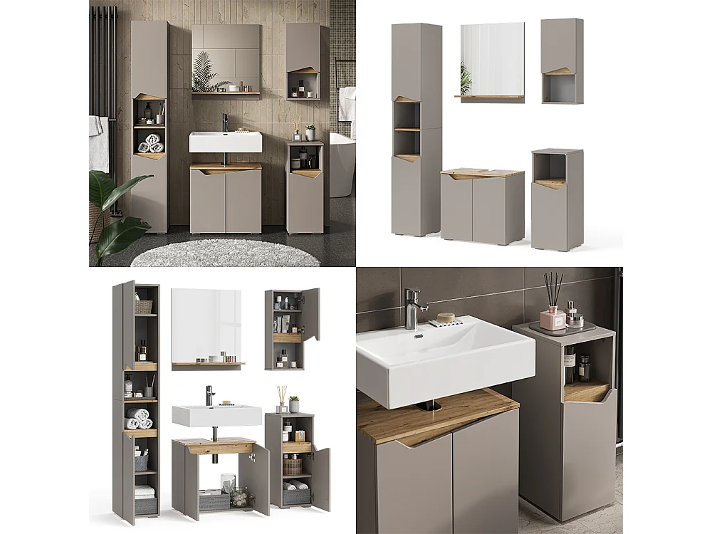 Meubles bain grège 60x35x57 marelle