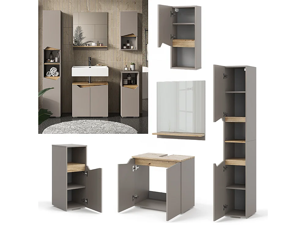 Meubles bain grège 60x35x57 marelle