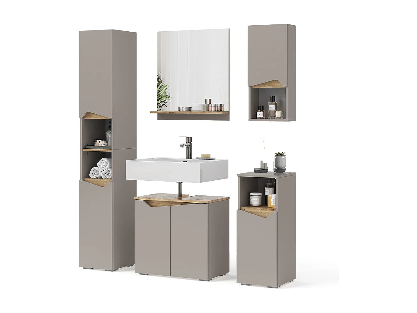 Meubles bain grège 60x35x57 marelle