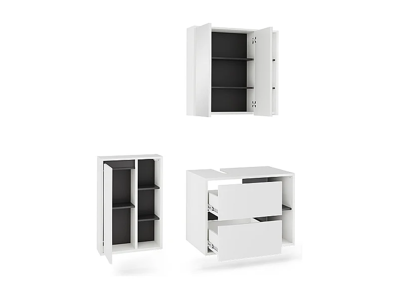 Badmöbel-Set weiß/grau 80x46x60 viola