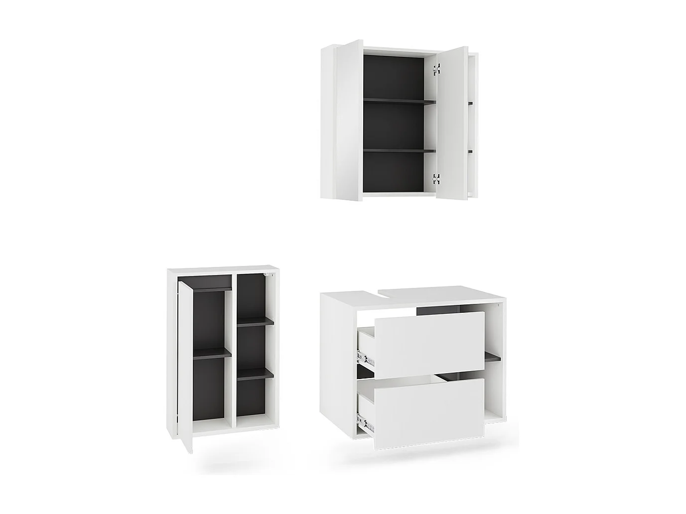 Set di mobili da bagno bianco/grigio 80x46x60 viola