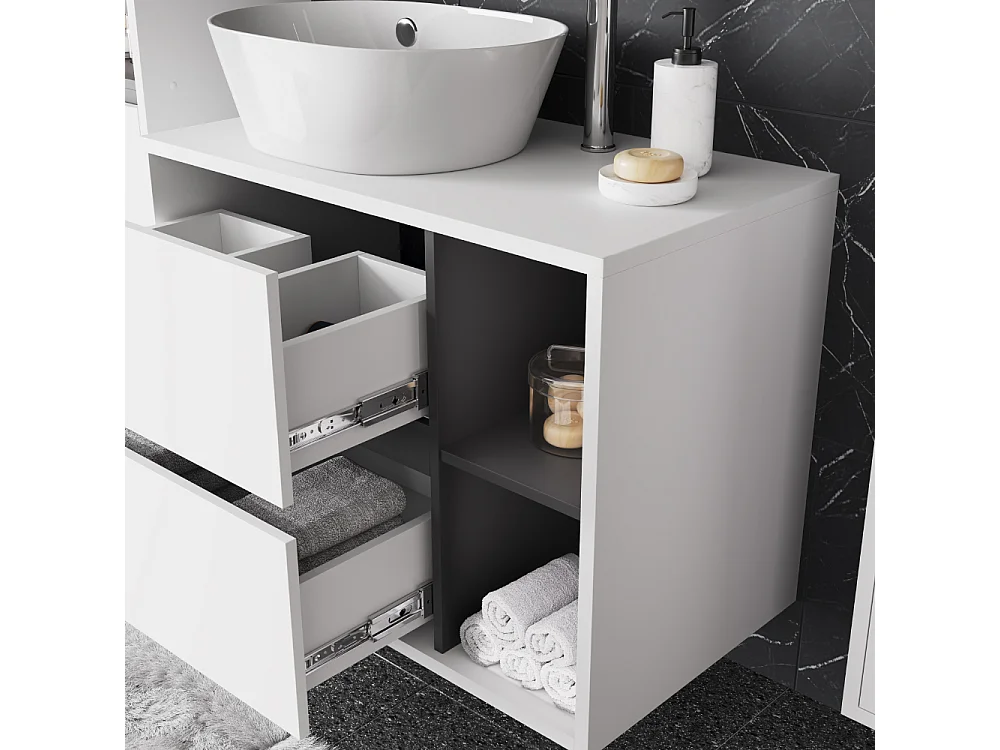 Set di mobili da bagno bianco/grigio 80x46x60 viola