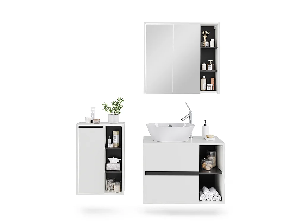 Conjunto de muebles de baño blanco/gris 80x46x60 viola
