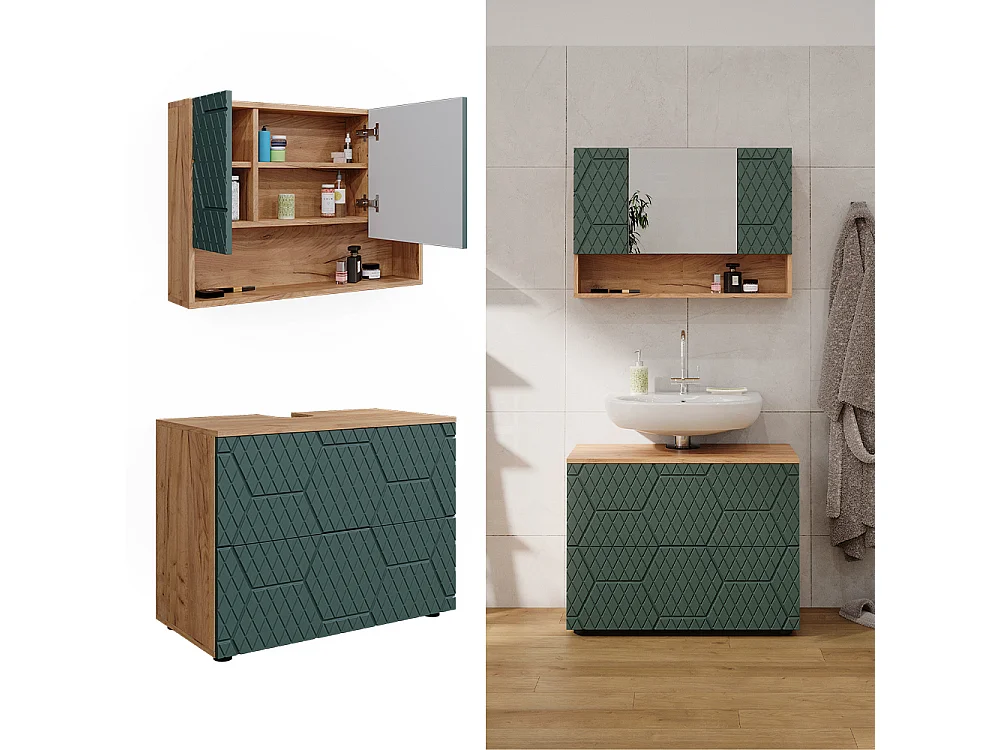 Meubles bain vert/force de lor chêne 80x41x58.6 irma