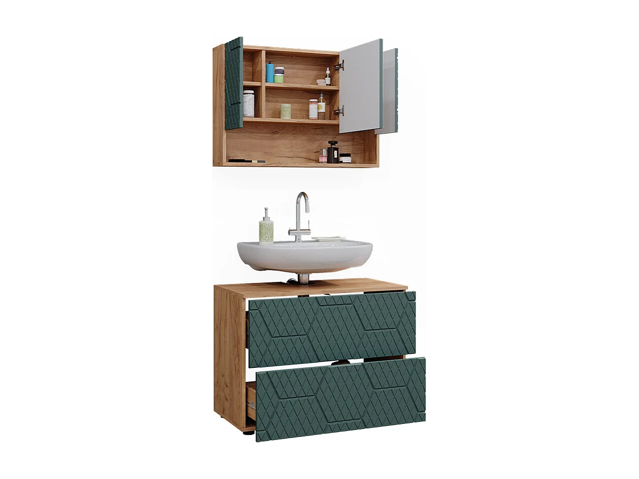 Meubles bain vert/force de lor chêne 80x41x58.6 irma