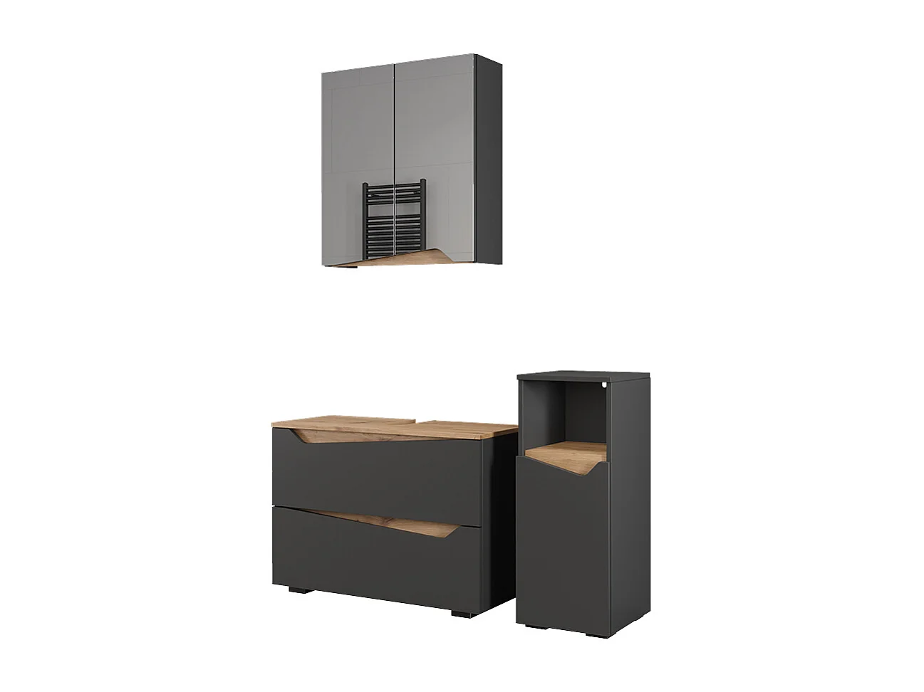 Set di mobili da bagno antracite 80x35x57.5 marelle