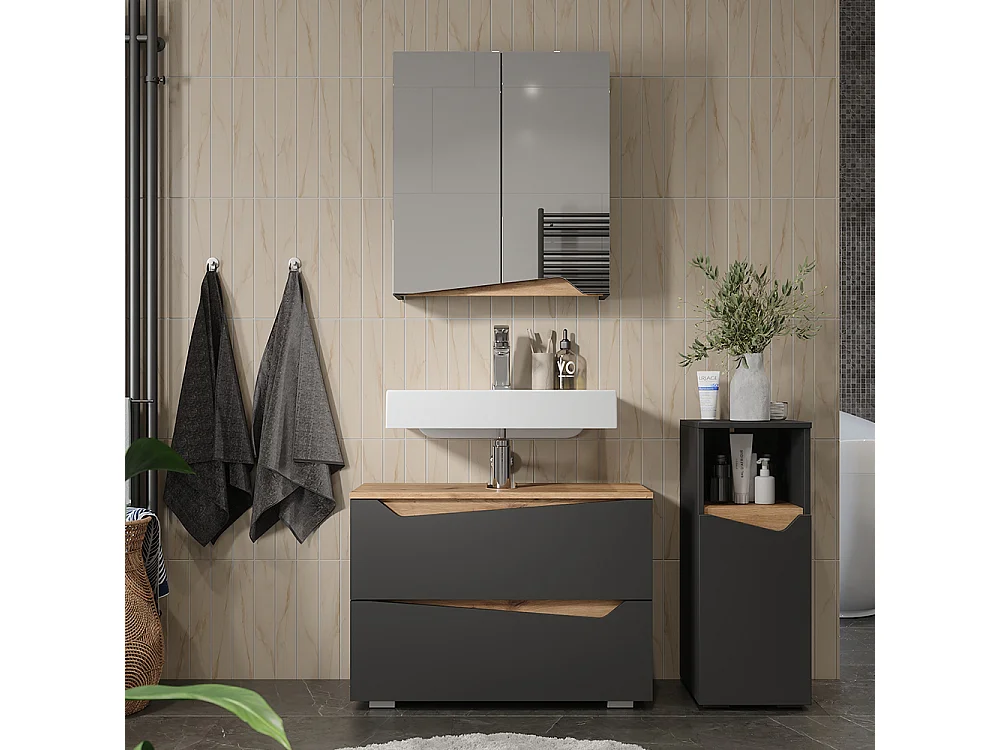Set di mobili da bagno antracite 80x35x57.5 marelle