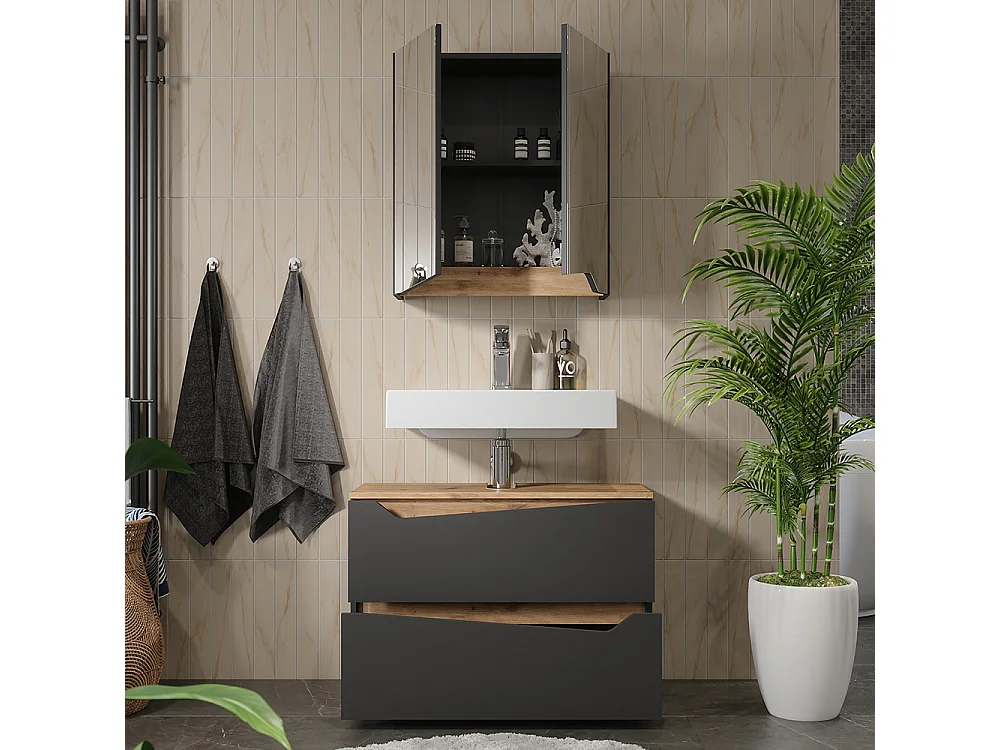 Set di mobili da bagno antracite 80x35x57.5 marelle