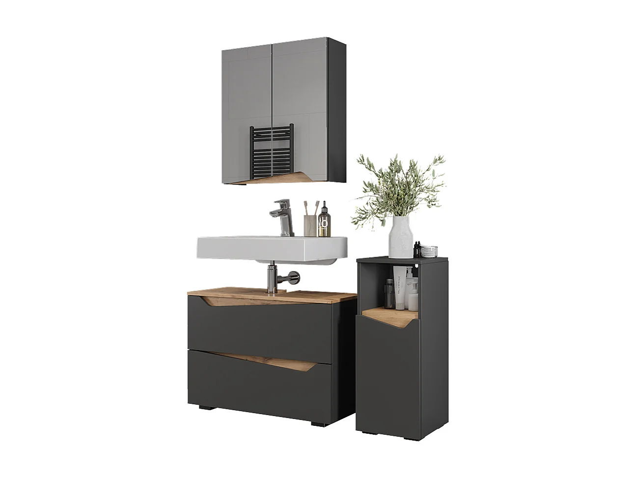Set di mobili da bagno antracite 80x35x57.5 marelle
