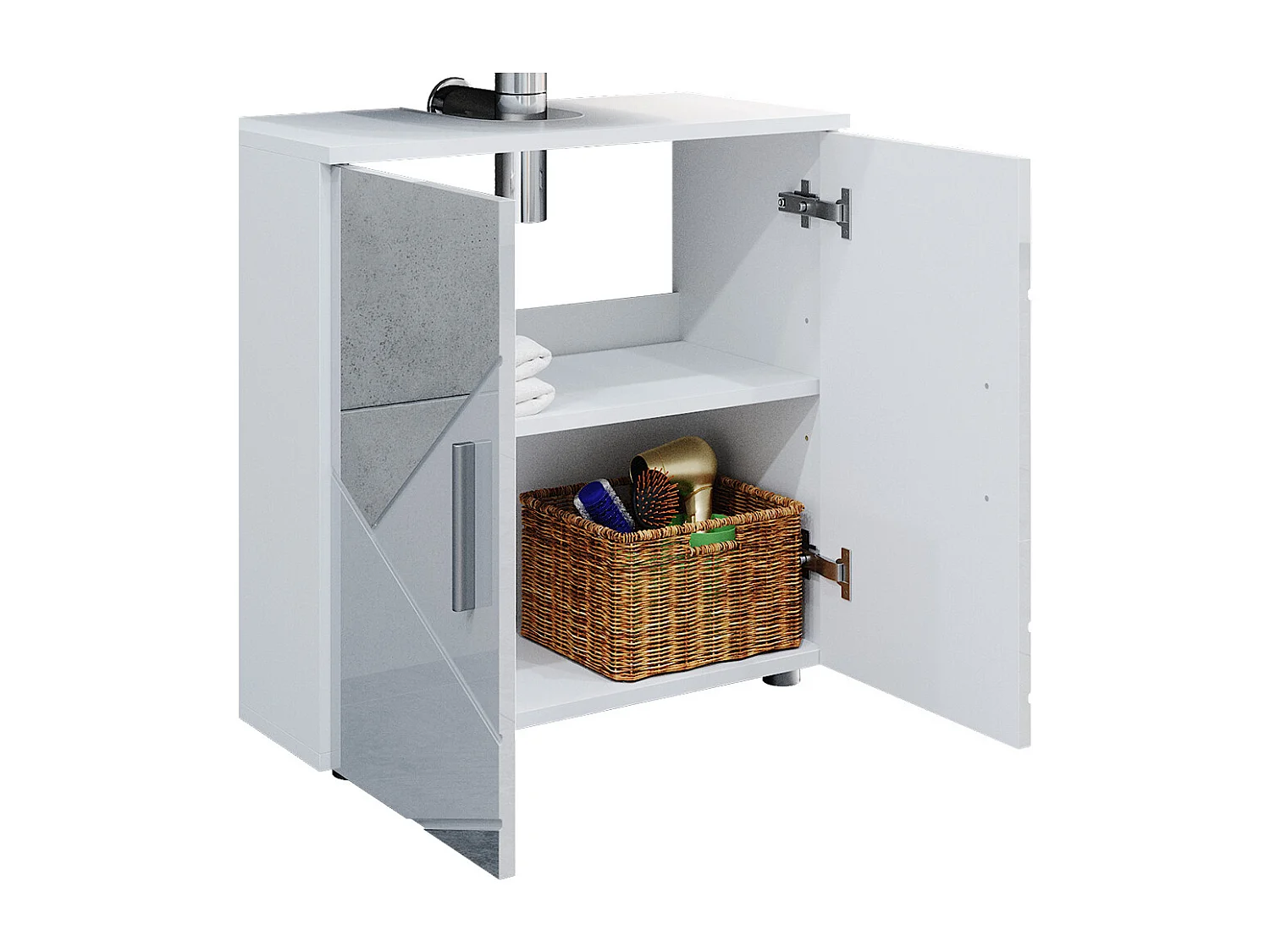 Meubles bain blanc brillant avec inserts 80x41x58.6 irma