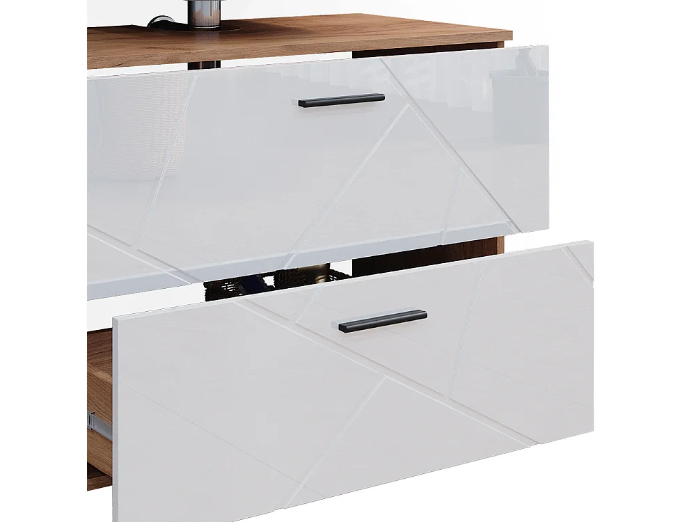 Meubles bain blanc brillant/chêne doré 80x41x58 irma