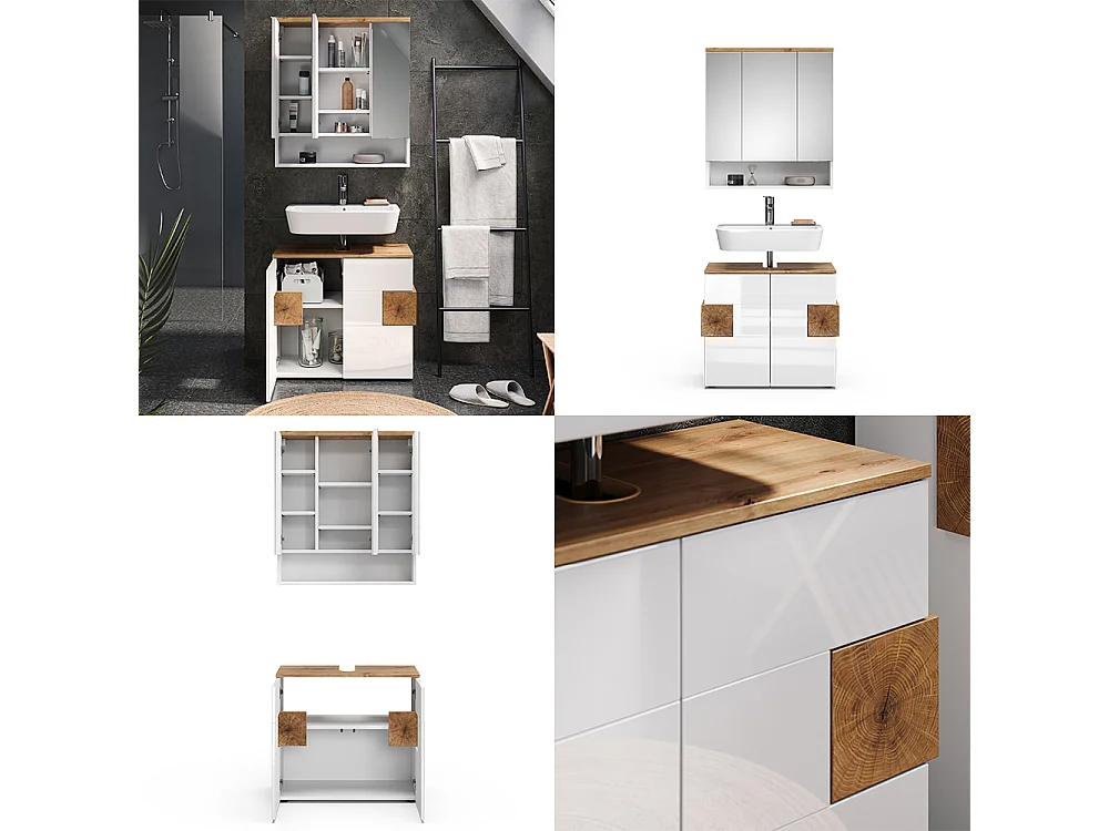 Set di mobili da bagno bianco 73x37x64 eden