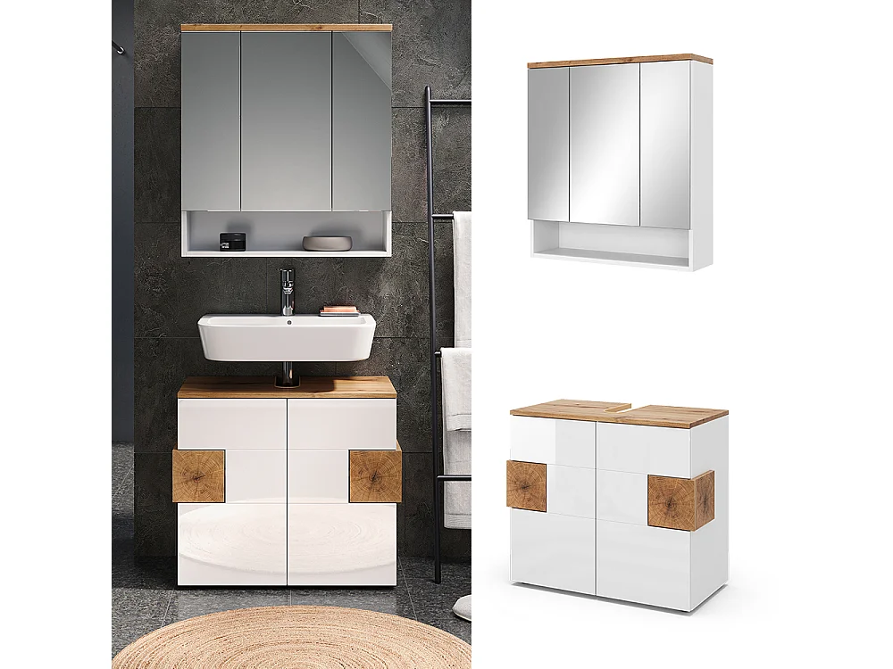 Meubles bain blanc 73x37x64 eden