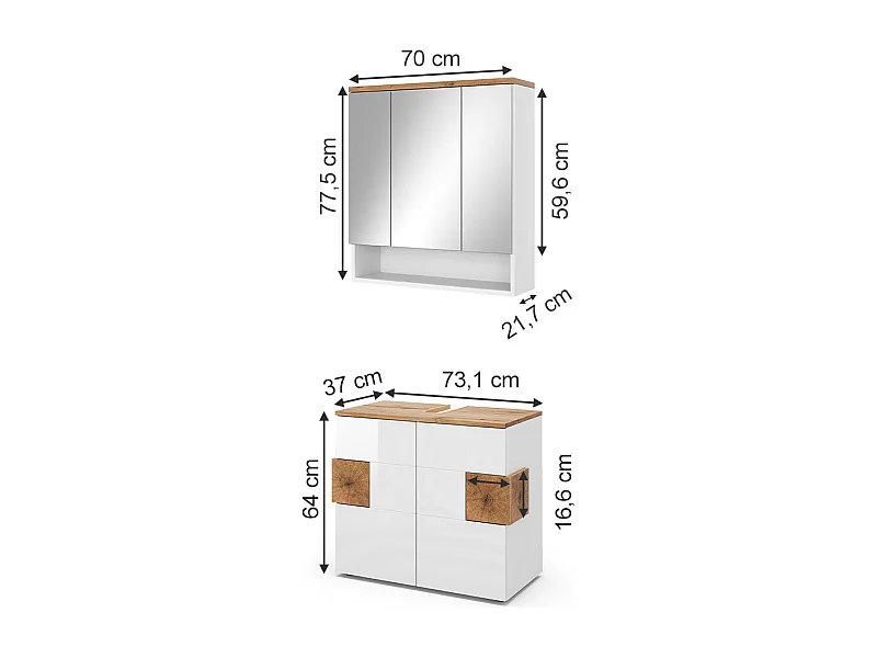 Badmöbel-Set weiß 73x37x64 eden