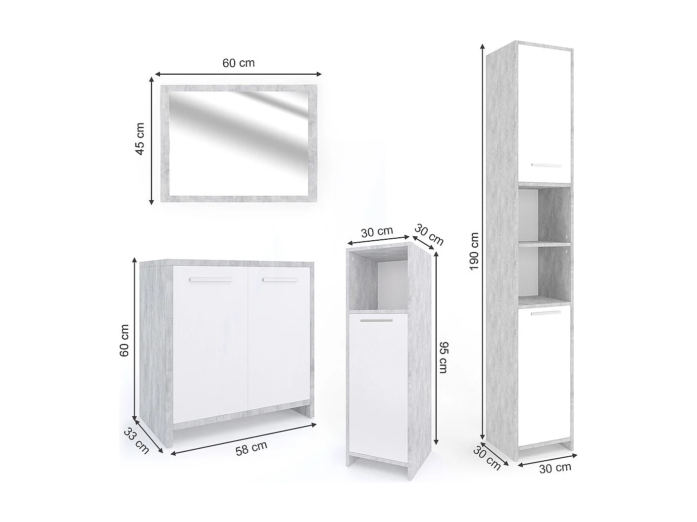 Meubles bain béton 58x33x60 kiko