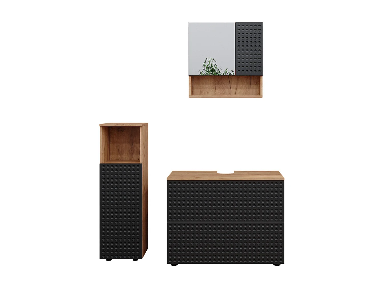 Badmöbel-Set anthrazit gepunktet 80x41x58.6 irma