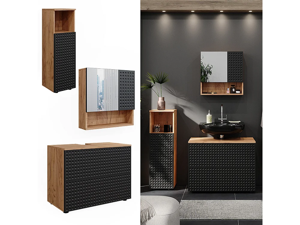 Badmöbel-Set anthrazit gepunktet 80x41x58.6 irma