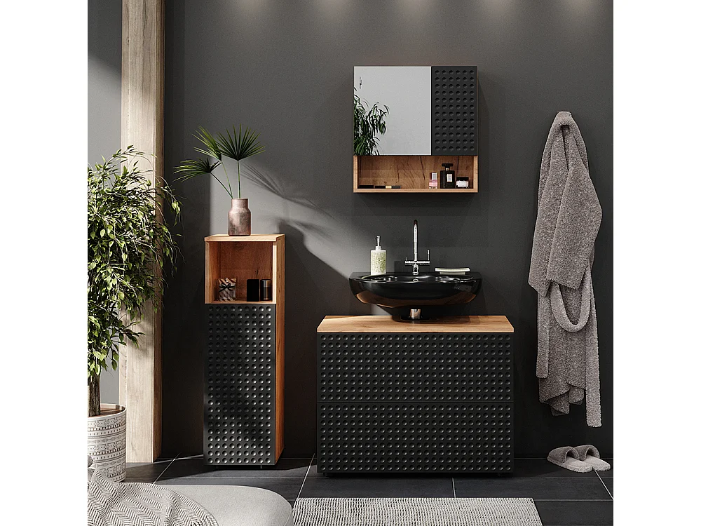 Meubles bain anthracite à pois 80x41x58.6 irma