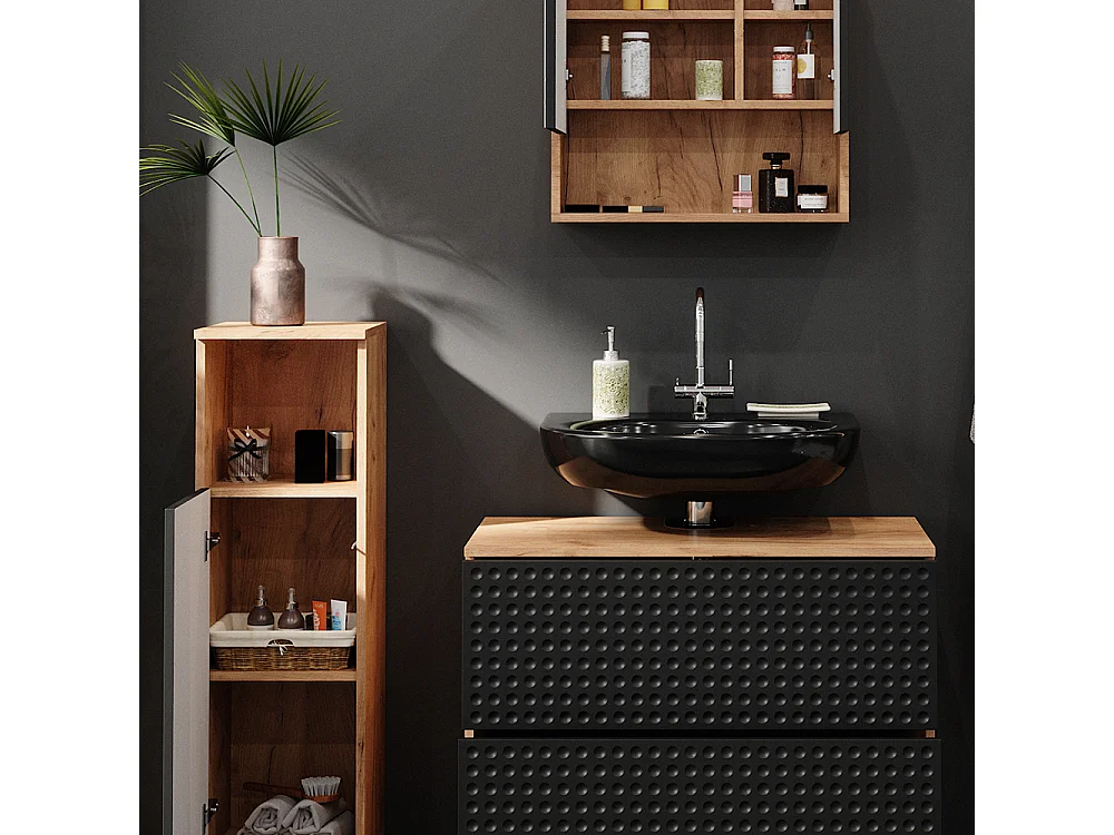 Meubles bain anthracite à pois 80x41x58.6 irma