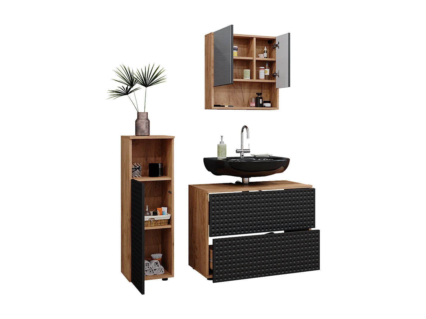 Meubles bain anthracite à pois 80x41x58.6 irma