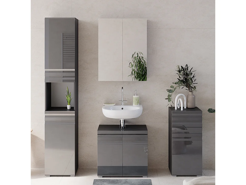 Conjunto de muebles de baño antracita alto brillo 56x34x60 fredd